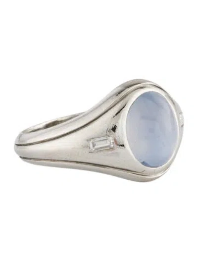 Pre-owned Ring Platinum 4.52ct Star Sapphire & Diamond Cocktail  In Multi