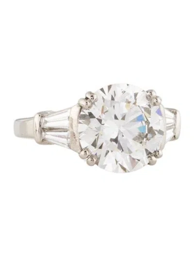 Pre-owned Ring Platinum 4.89ct Lab-grown Diamond Engagement  In Multi