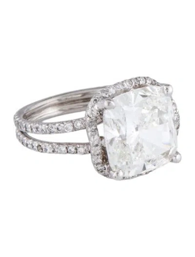 Pre-owned Ring Platinum 5.04ct Lab-grown Diamond & Diamond Engagement  In Multi