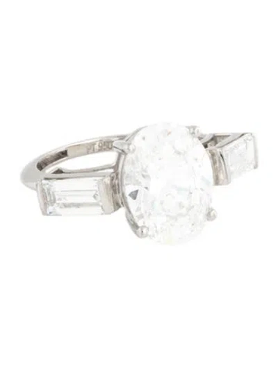 Pre-owned Ring Platinum 5.04ctw Lab-grown Diamond Engagement  In Multi