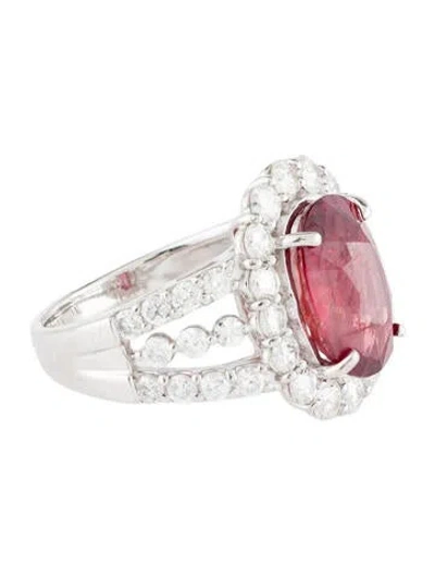 Pre-owned Ring Platinum 5.13ct Unheated East African Ruby & Diamond Cocktail  In Multi