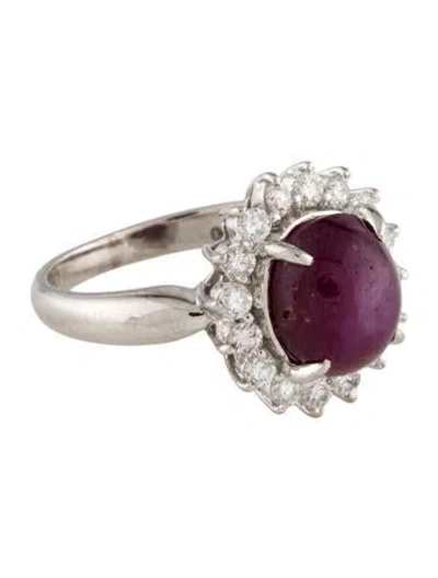 Pre-owned Ring Platinum 5.18ct Star Ruby & Diamond Cocktail  In Multi