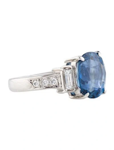 Pre-owned Ring Platinum 5.60ct Sapphire & Diamond Cocktail  In Multi