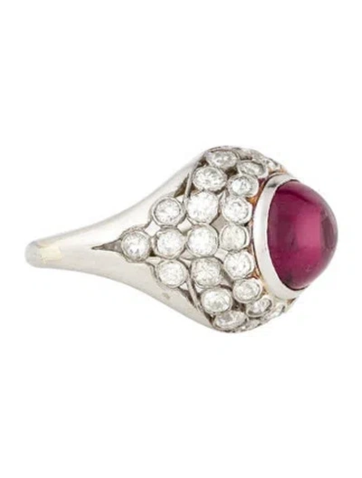 Pre-owned Ring Platinum 5.72ct Garnet & Diamond Cocktail  In Multi