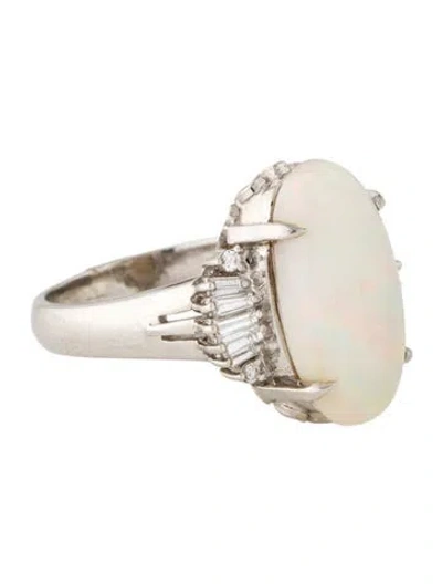 Pre-owned Ring Platinum 5.72ct Opal & Diamond Cocktail  In Multi