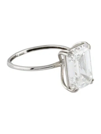 Pre-owned Ring Platinum 6.09ct Lab-grown Diamond Engagement  In Multi