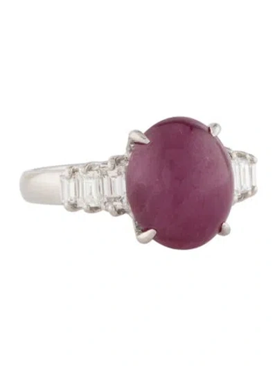 Pre-owned Ring Platinum 6.44ct Star Ruby & Diamond Cocktail  In Multi
