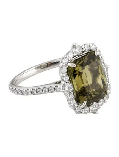 Pre-owned Ring Platinum 6.55ctw Alexandrite & Diamond Cocktail  In Multi