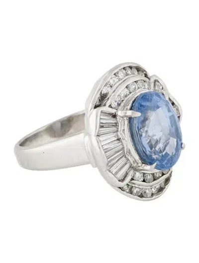 Pre-owned Ring Platinum 6.57ctw Sapphire & Diamond Cocktail  In Multi