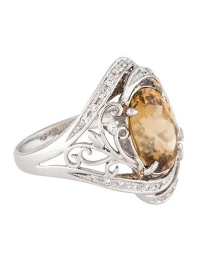 Pre-owned Ring Platinum 6.96ct Zircon & Diamond Cocktail  In Multi