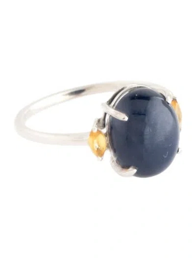 Pre-owned Ring Platinum 7.49ctw Sapphire Cocktail  In Multicolor