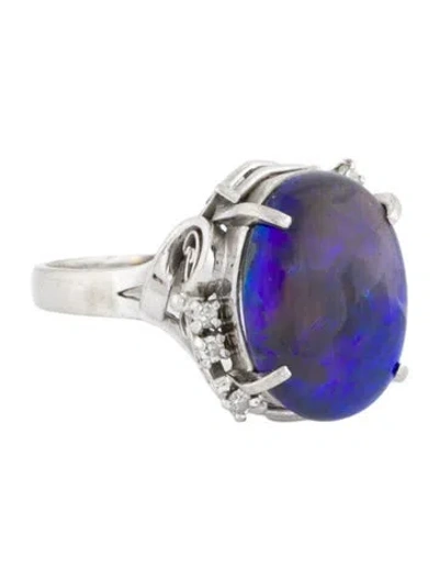 Pre-owned Ring Platinum 7.55ctw Opal & Diamond Cocktail  In Multi