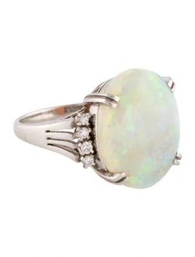 Pre-owned Ring Platinum 7.81ct Opal & Diamond Cocktail  In Multi
