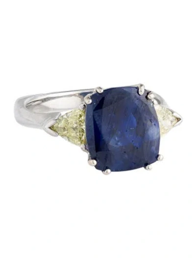 Pre-owned Ring Platinum 9.77ct Sapphire & Diamond Cocktail  In Multi