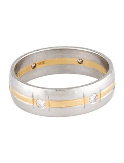 Pre-owned Ring Platinum & 18k Diamond Band In Multi