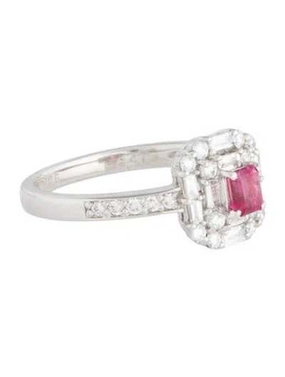 Pre-owned Ring Platinum Bixbite & Diamond Cocktail  In Multi