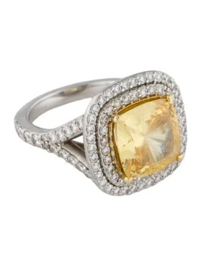 Pre-owned Ring Platinum Cubic Zirconia & Lab-grown Diamond Cocktail  In Multi