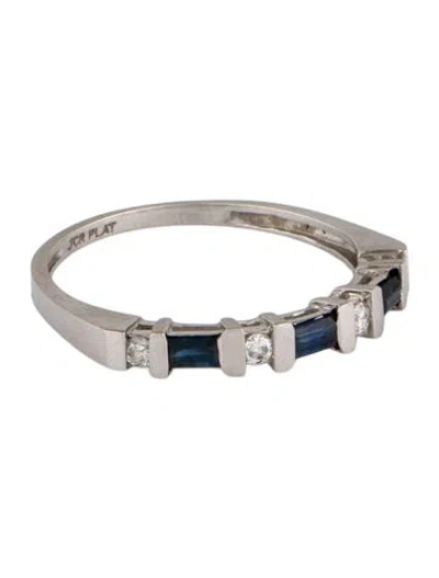 Pre-owned Ring Platinum Diamond & Sapphire Band In Multi
