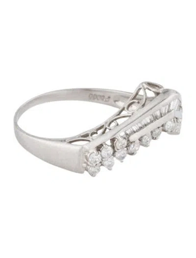 Pre-owned Ring Platinum Diamond Chevron  In Multi