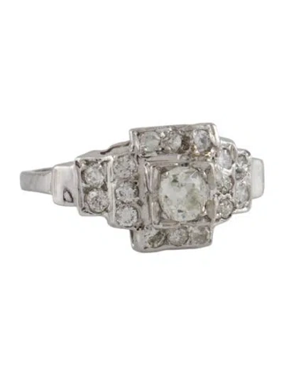 Pre-owned Ring Platinum Diamond Cocktail  In Multi