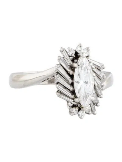 Pre-owned Ring Platinum Diamond Cocktail  In Multi