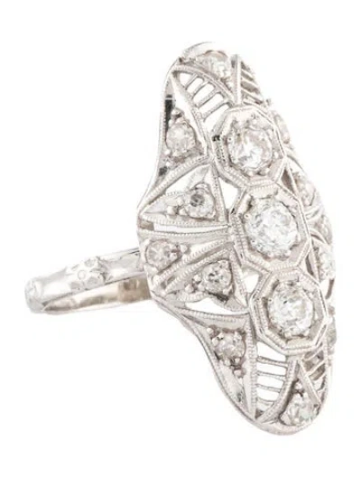 Pre-owned Ring Platinum Diamond Cocktail  In Multi