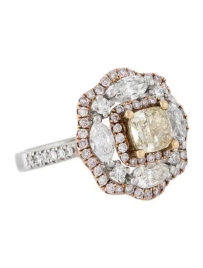 Pre-owned Ring Platinum Diamond Cocktail  In Multi