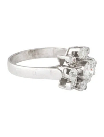 Pre-owned Ring Platinum Diamond Cocktail  In Multi