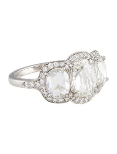 Pre-owned Ring Platinum Diamond Cocktail  In Multi