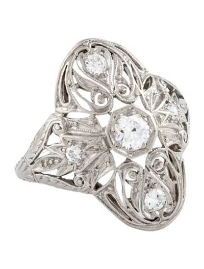 Pre-owned Ring Platinum Diamond Cocktail  In Multi