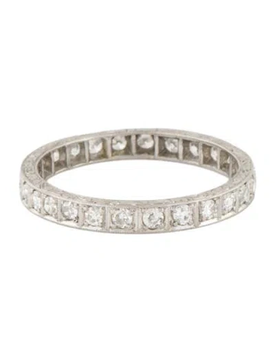 Pre-owned Ring Platinum Diamond Engraved Band In Multi
