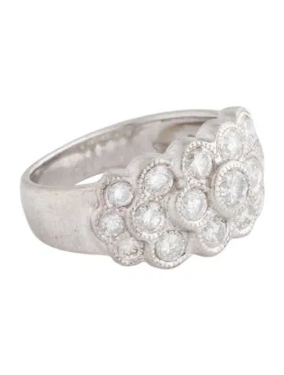 Pre-owned Ring Platinum Diamond Floral Band In Multicolor