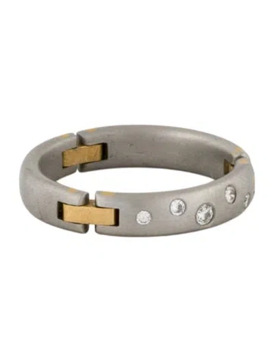 Pre-owned Ring Platinum Diamond Hinge Band In Multi