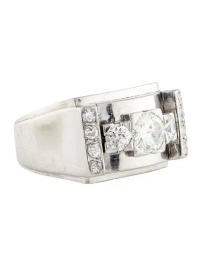 Pre-owned Ring Platinum Diamond Tank  In Multi