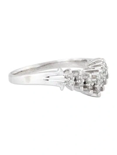 Pre-owned Ring Platinum Diamond V-shape Band  In Multicolor