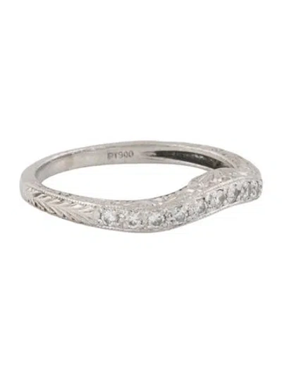Pre-owned Ring Platinum Diamond Wave Band  In Multicolor