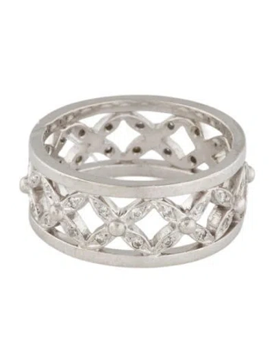 Pre-owned Ring Platinum Diamond Wide Band In Multi
