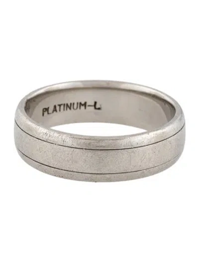 Pre-owned Ring Platinum Grooved Wedding Band  In Multicolor