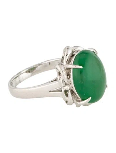 Pre-owned Ring Platinum Jadeite Cocktail  In Multi