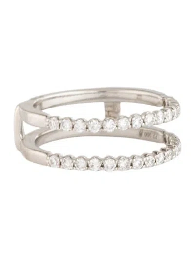 Pre-owned Ring Platinum Lab-grown Diamond Double Row Half Eternity Band In Multicolor