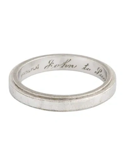 Pre-owned Ring Platinum Milgrain Edge Wedding Band In Multi