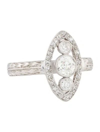 Pre-owned Ring Platinum Old European Cut Diamond Cocktail  In Multi