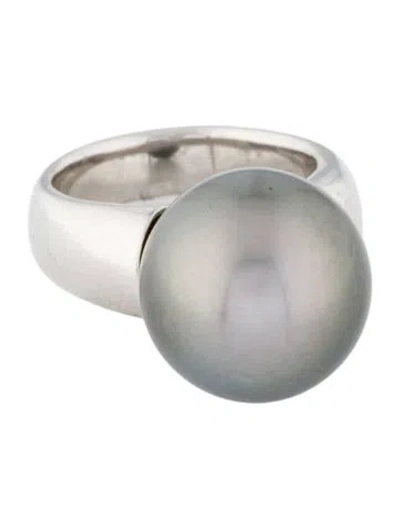 Pre-owned Ring Platinum Pearl Cocktail  In Multi