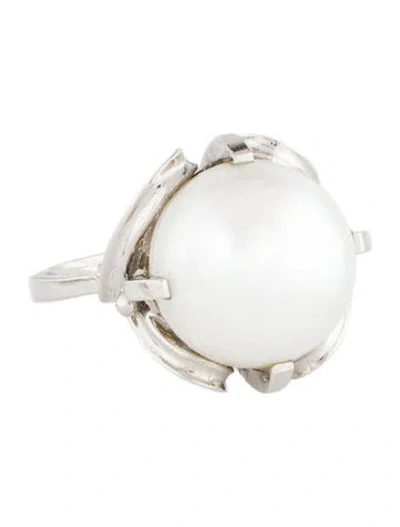 Pre-owned Ring Platinum Pearl Cocktail  In Multi