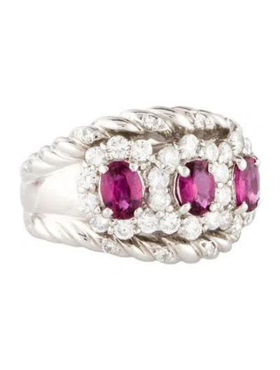 Pre-owned Ring Platinum Ruby & Diamond Band In Multi