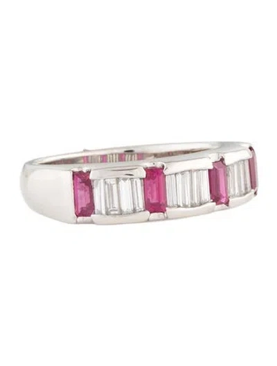 Pre-owned Ring Platinum Ruby & Diamond Band In Multi