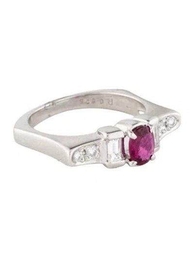 Pre-owned Ring Platinum Ruby & Diamond Band In Multi
