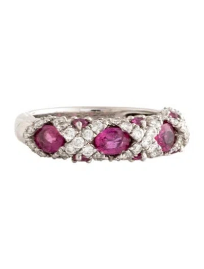 Pre-owned Ring Platinum Ruby & Diamond Band In Multicolor