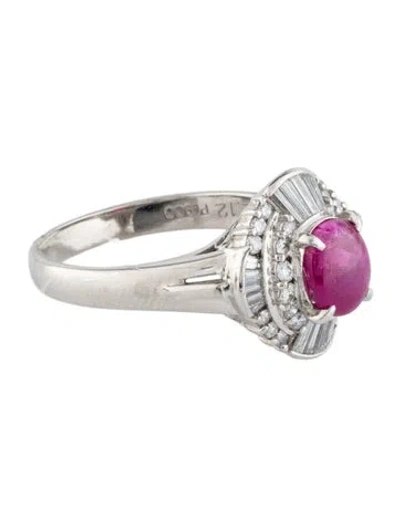 Pre-owned Ring Platinum Ruby & Diamond Cocktail  In Multi