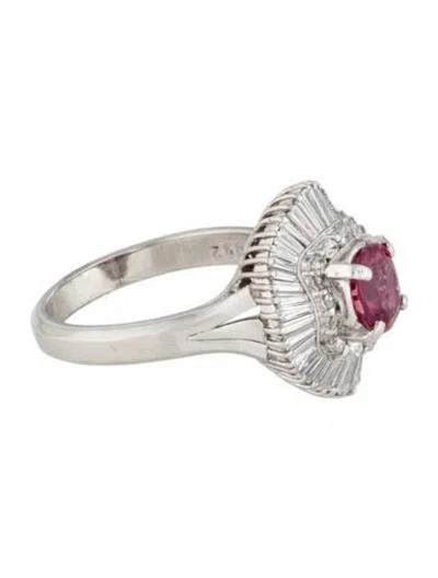 Pre-owned Ring Platinum Ruby & Diamond Cocktail  In Multi